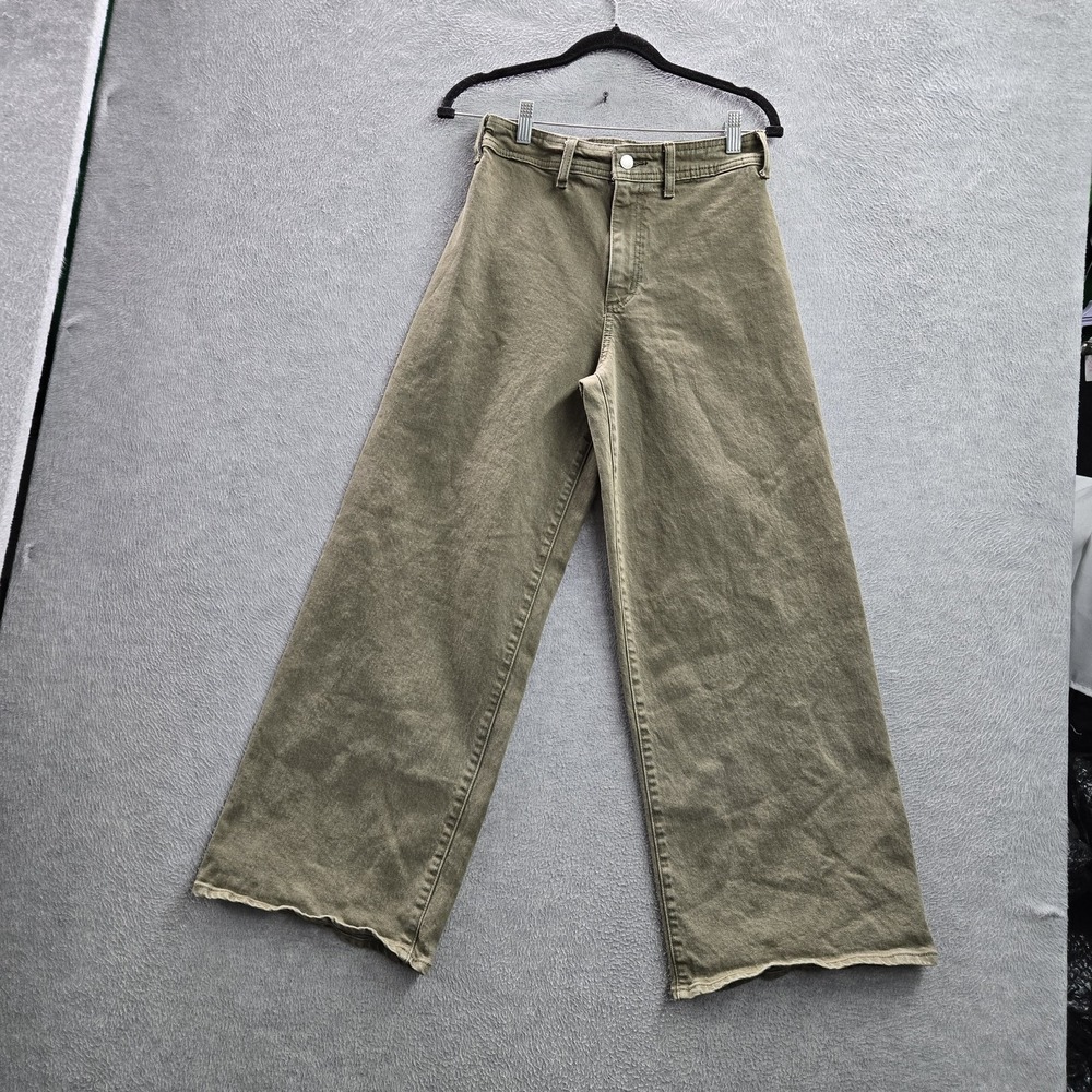 Universal Thread Women Pants 4 Green Wide-Leg Sailor Wide Leg Button 27" Y2KK